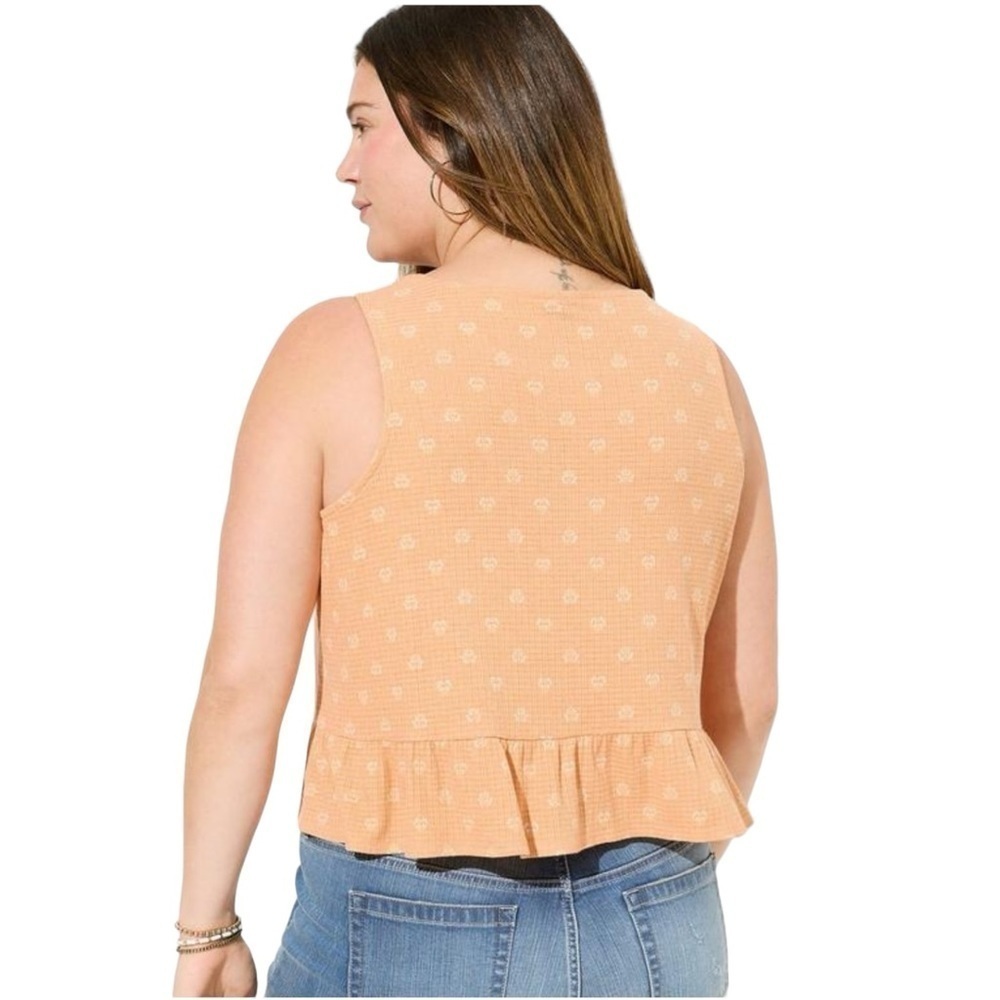 NWT Torrid Texture Knit High Neck Ruffle Crop Top Peach Size 4X | 3088 - Picture 6 of 10